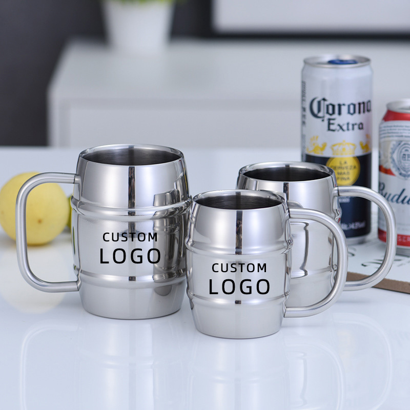 Coffee Tea Logo - Stainless Steel Beer Cup Laser Carved