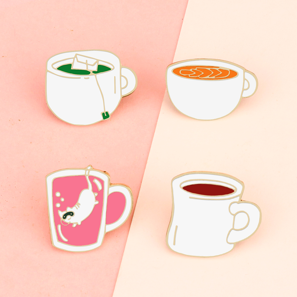 Coffee Tea Green - 4 Style Drink Enamel Pins Creative