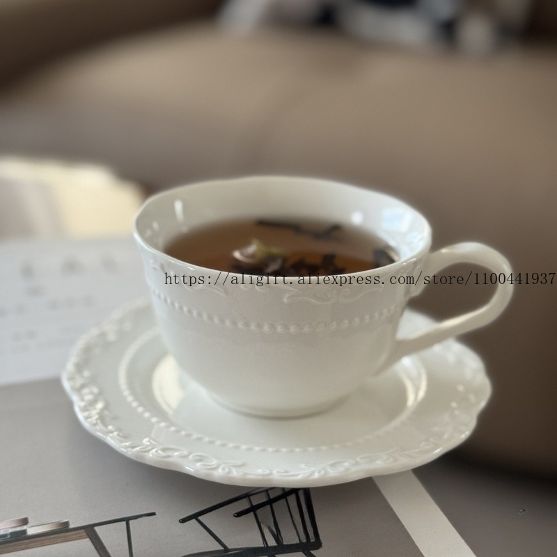 Coffee Tea And Sugar Set - French Light Luxury Embossed Floral Coffee