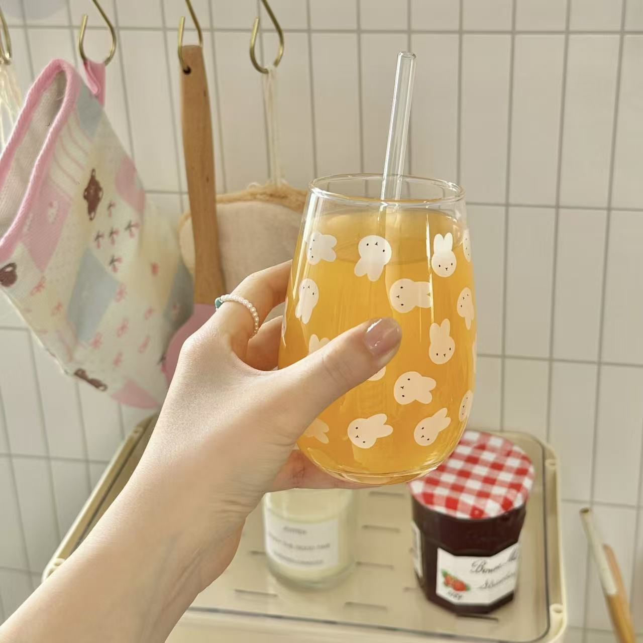 Cute Miffy Rabbit Printed Glas - Coffee Tea & Company ulasan dan harga