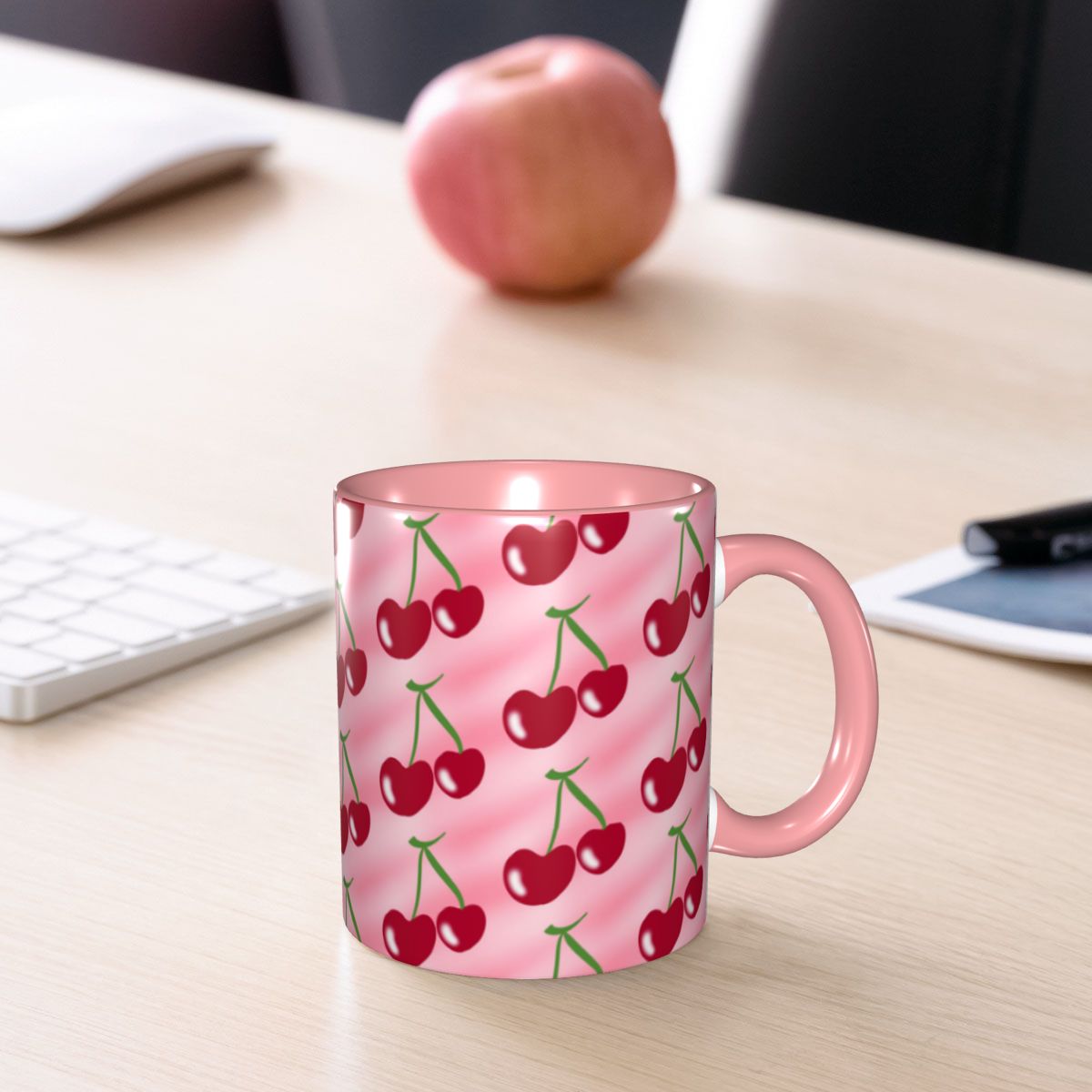Red Cherry Green Stems Pink Mu - Coffee Tea Green ulasan dan harga
