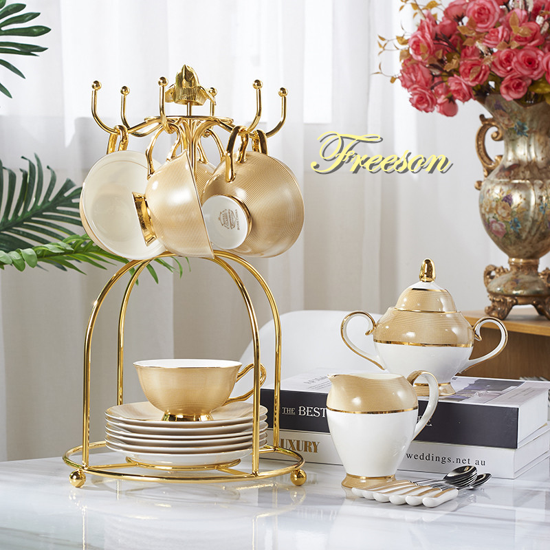 Luxury Gold Bone China Coffee  - Coffee Tea And Sugar Set ulasan dan harga