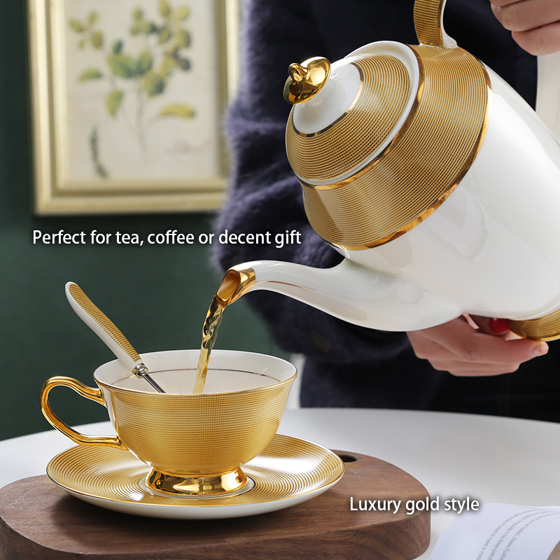 Luxury Gold Bone China Coffee  - Coffee Tea And Sugar Set ulasan dan harga