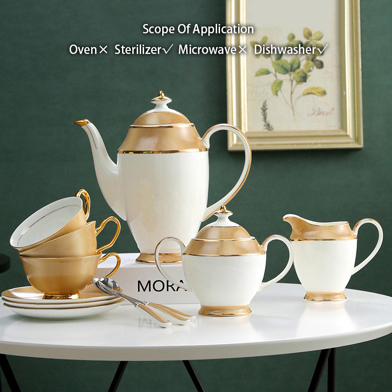 Luxury Gold Bone China Coffee  - Coffee Tea And Sugar Set ulasan dan harga