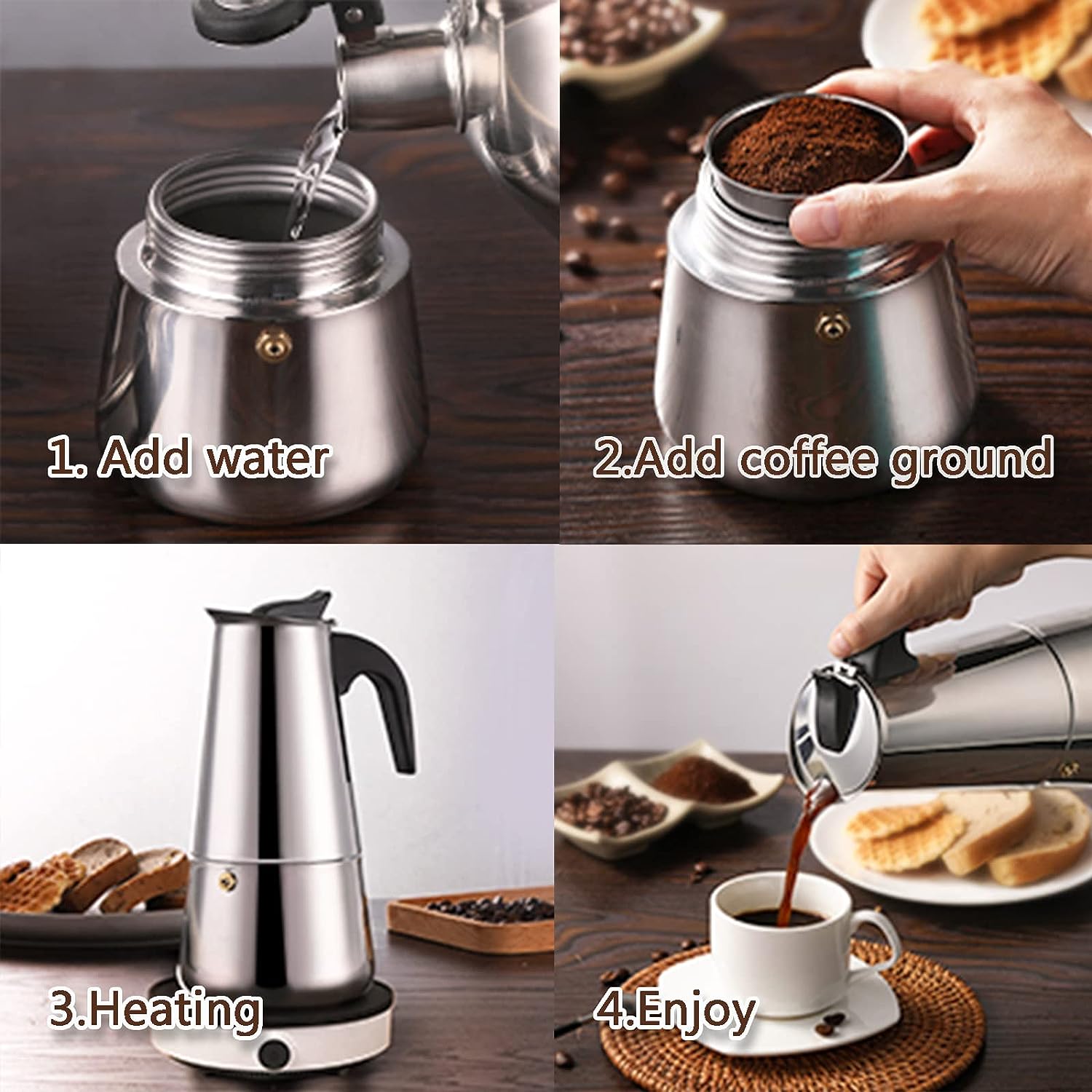 4/6/9 Cups Moka Pot Caffe Mach - Coffee Tea Espresso ulasan dan harga
