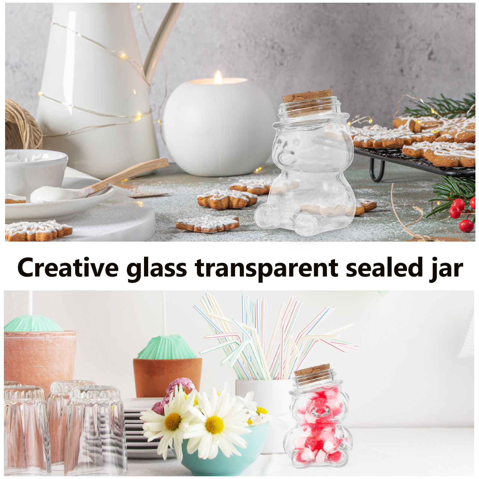 4Pcs Glass Candy Jar Set Trans - Coffee Tea And Sugar Set ulasan dan harga