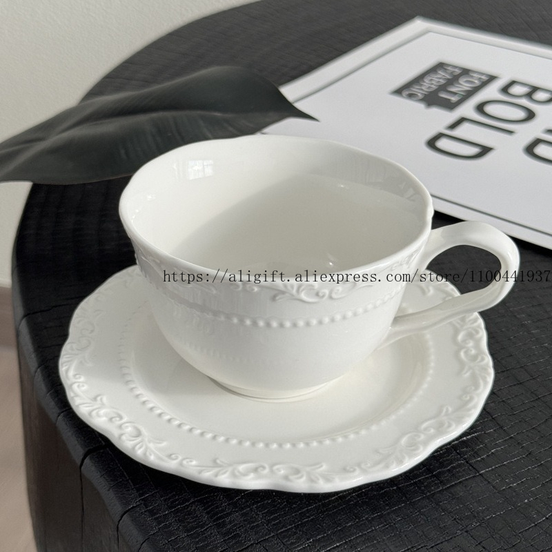 French Light Luxury Embossed F - Coffee Tea And Sugar Set ulasan dan harga