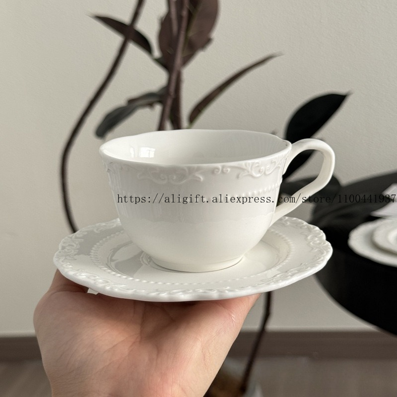 French Light Luxury Embossed F - Coffee Tea And Sugar Set ulasan dan harga