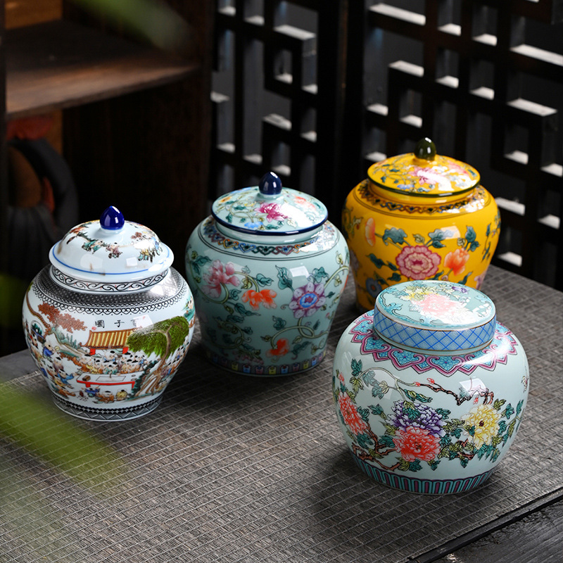 Ceramic tea jar Enamel General - Coffee Tea Green ulasan dan harga