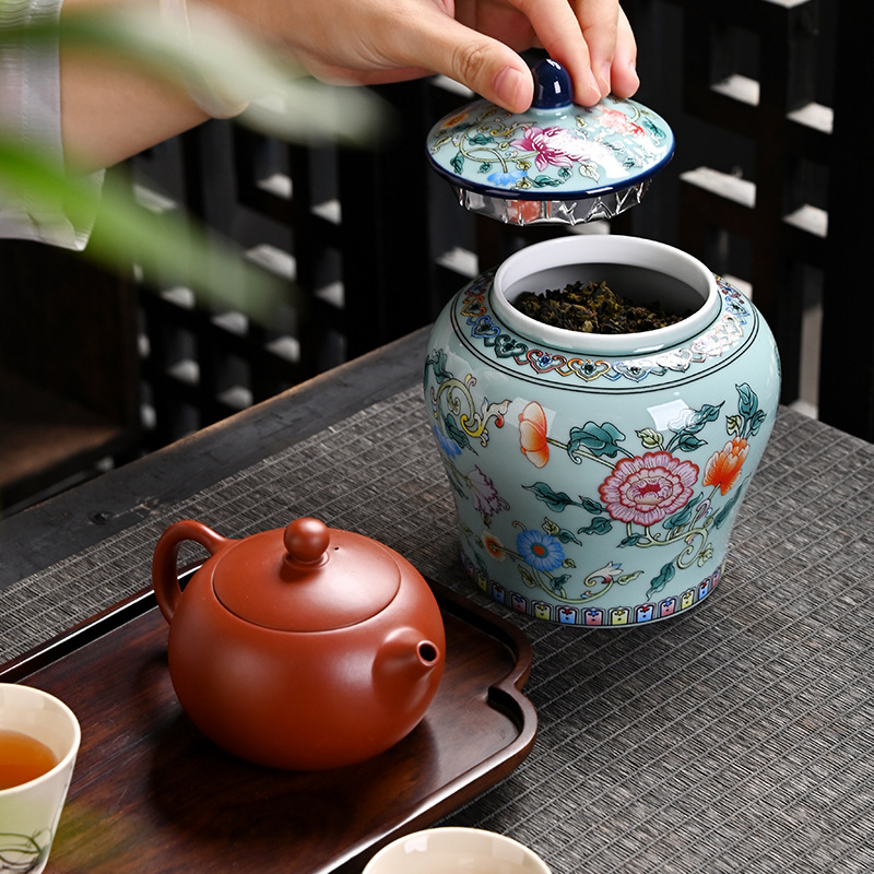 Ceramic tea jar Enamel General - Coffee Tea Green ulasan dan harga