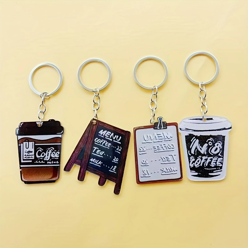 8pcs acrylic coffee cup keycha - Coffee & Tea Difabis ulasan dan harga