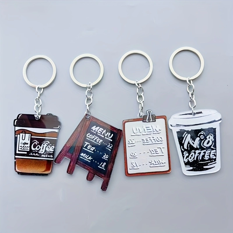 8pcs acrylic coffee cup keycha - Coffee & Tea Difabis ulasan dan harga